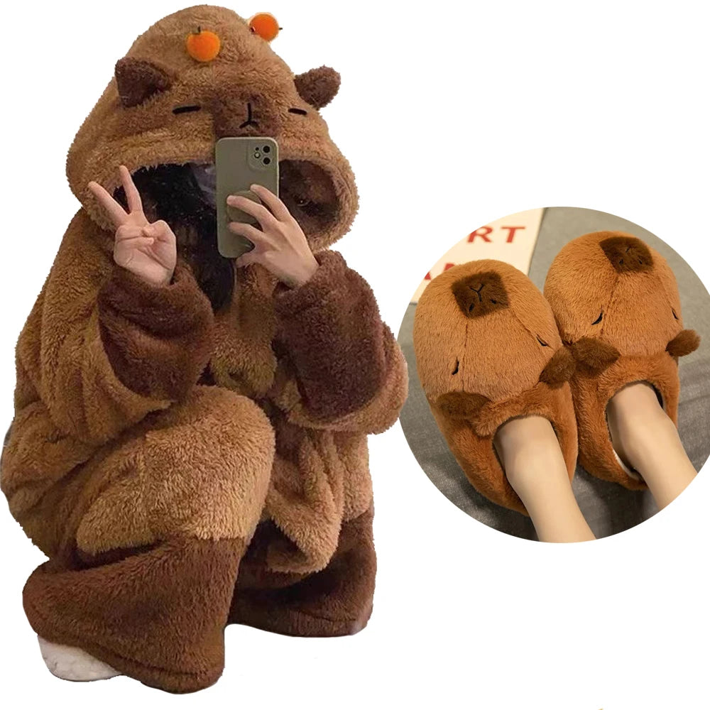 Capybara Kigurumi Onesie – Soft & Cozy Cosplay Pajamas