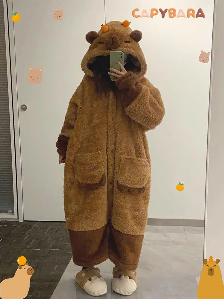 Capybara Kigurumi Onesie – Soft & Cozy Cosplay Pajamas