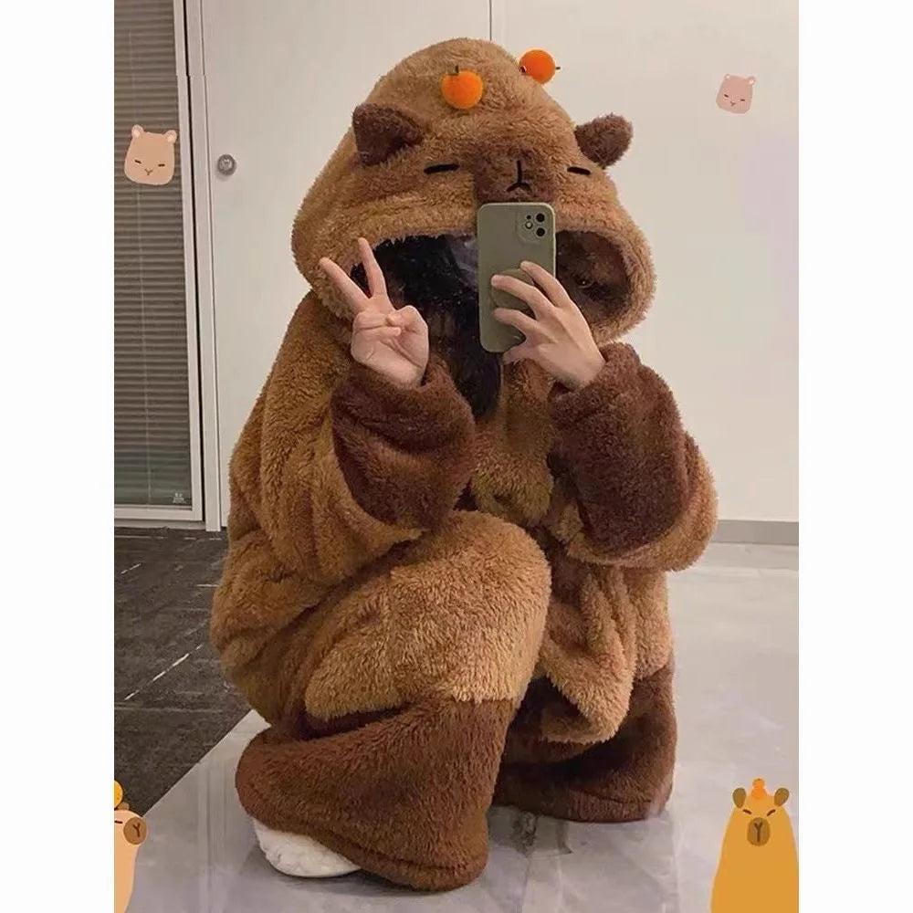 Capybara Kigurumi Onesie – Soft & Cozy Cosplay Pajamas