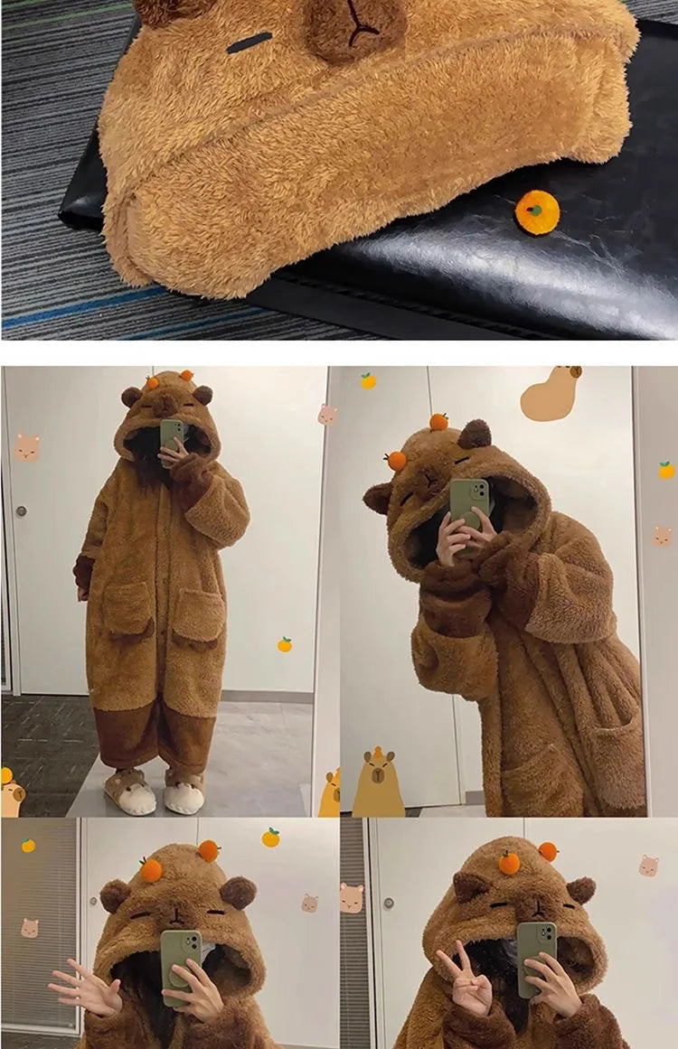 Capybara Kigurumi Onesie – Soft & Cozy Cosplay Pajamas