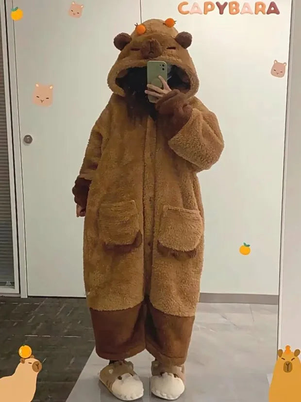 Capybara Kigurumi Onesie – Soft & Cozy Cosplay Pajamas