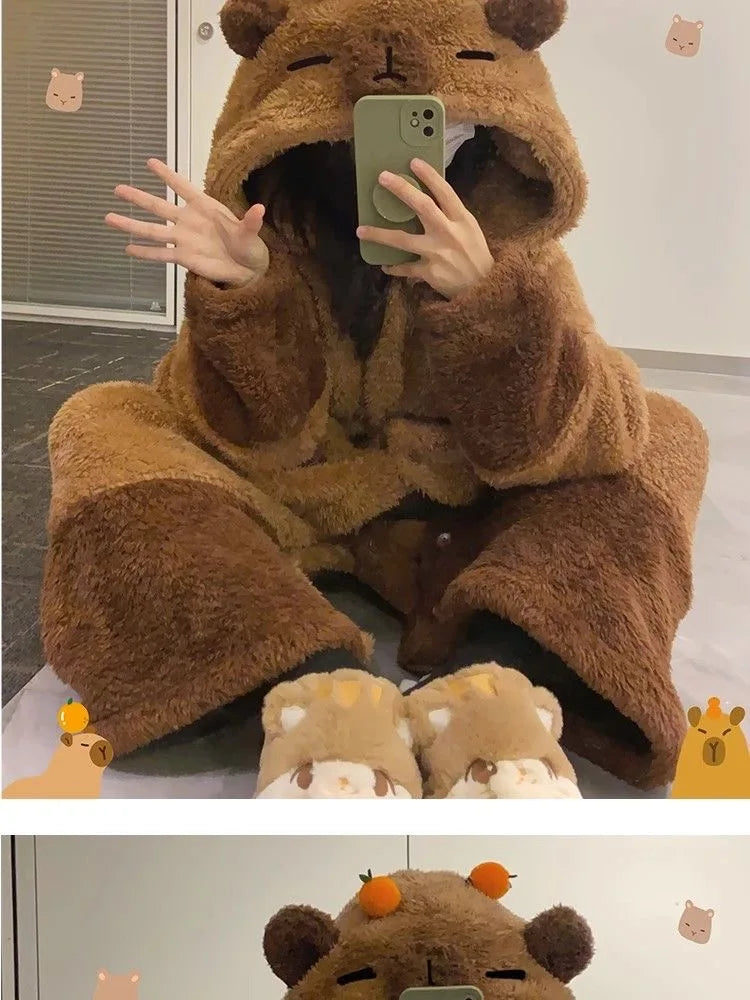 Capybara Kigurumi Onesie – Soft & Cozy Cosplay Pajamas