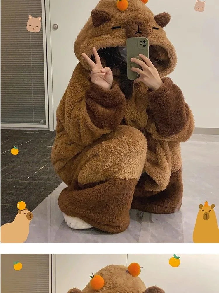 Capybara Kigurumi Onesie – Soft & Cozy Cosplay Pajamas