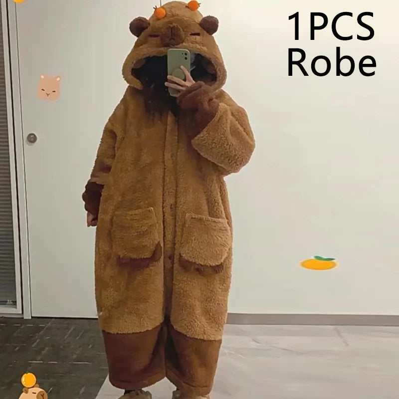 Capybara Kigurumi Onesie – Soft & Cozy Cosplay Pajamas