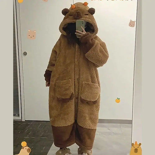 Capybara Kigurumi Onesie – Soft & Cozy Cosplay Pajamas